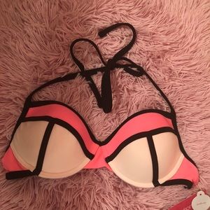 New pink and black bathing suit top.